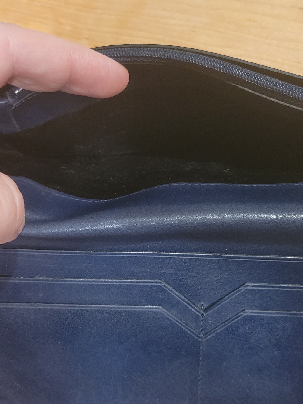 Yves Saint Laurent (YSL) Embossed Leather Wallet in Dark Navy - Picture 7 of 14